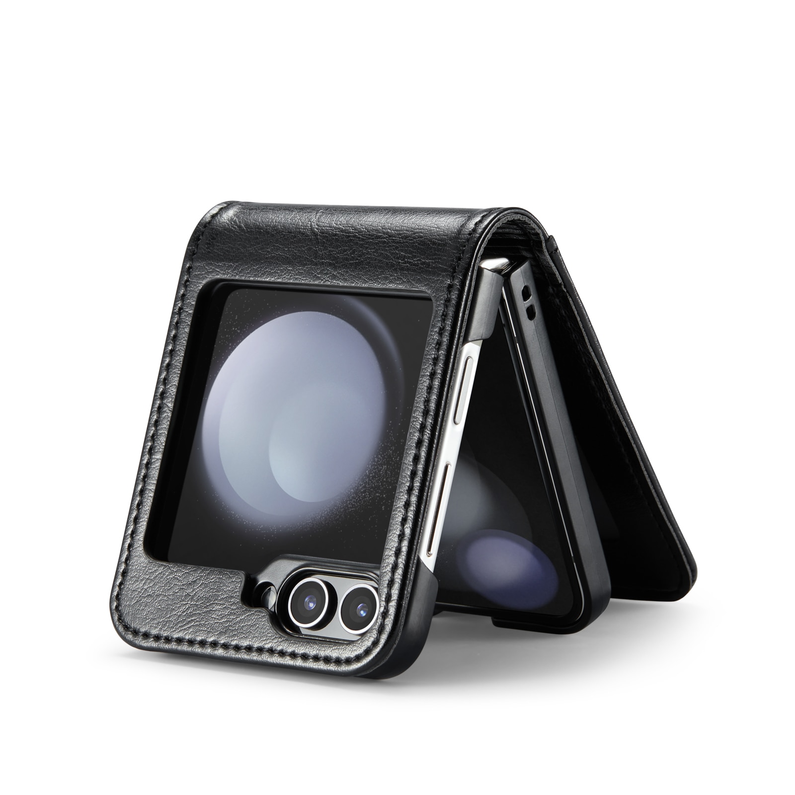 Étui en cuir veritable Samsung Galaxy Z Flip 5, noir