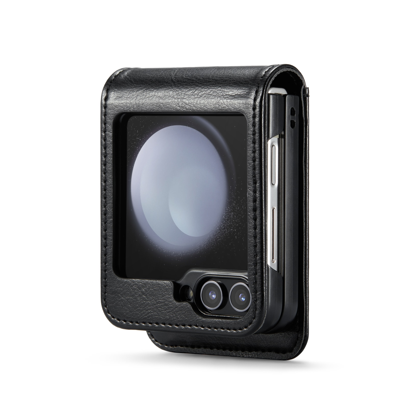 Étui en cuir veritable Samsung Galaxy Z Flip 5, noir
