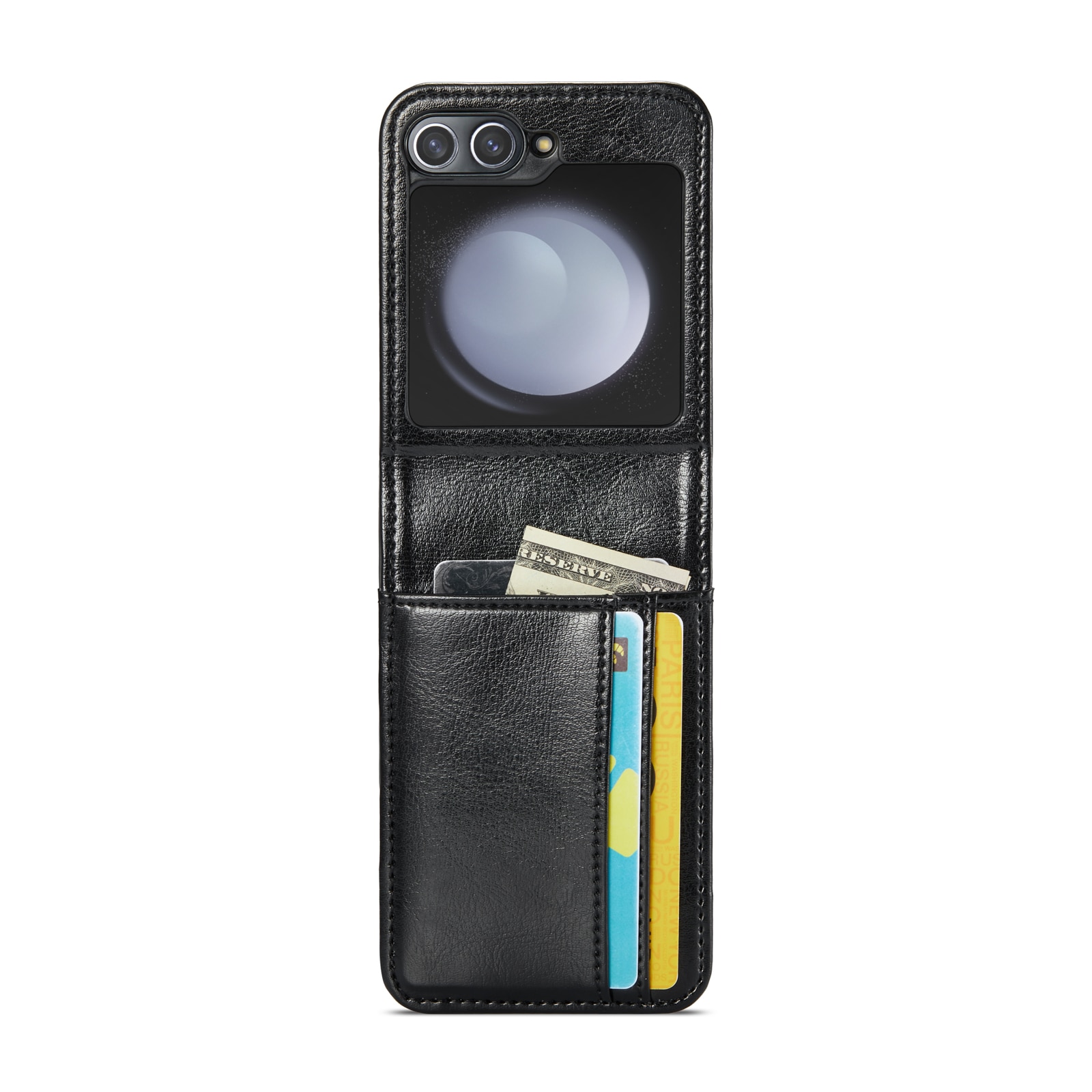 Étui en cuir veritable Samsung Galaxy Z Flip 5, noir