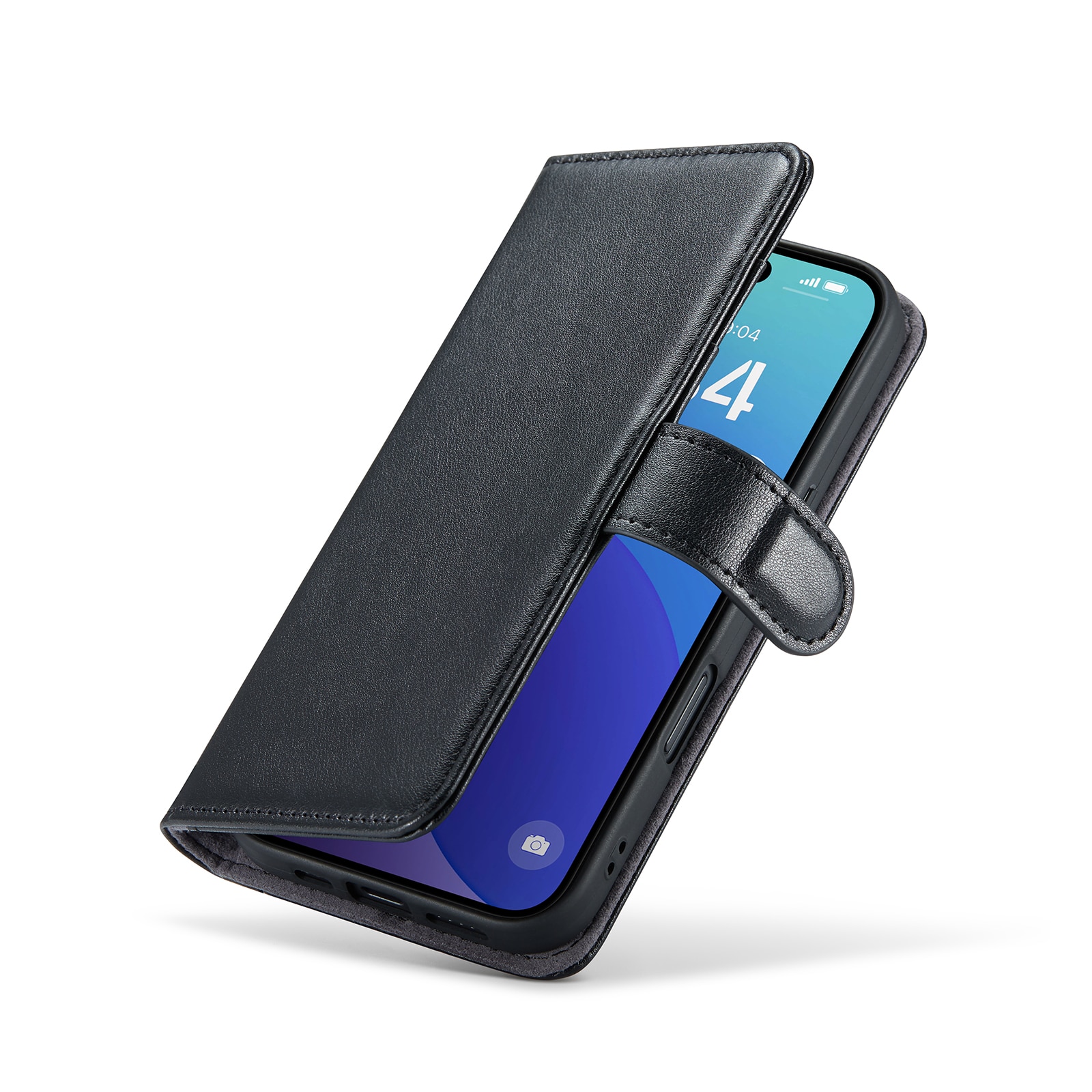 Étui en cuir veritable iPhone 16 Pro, Noir