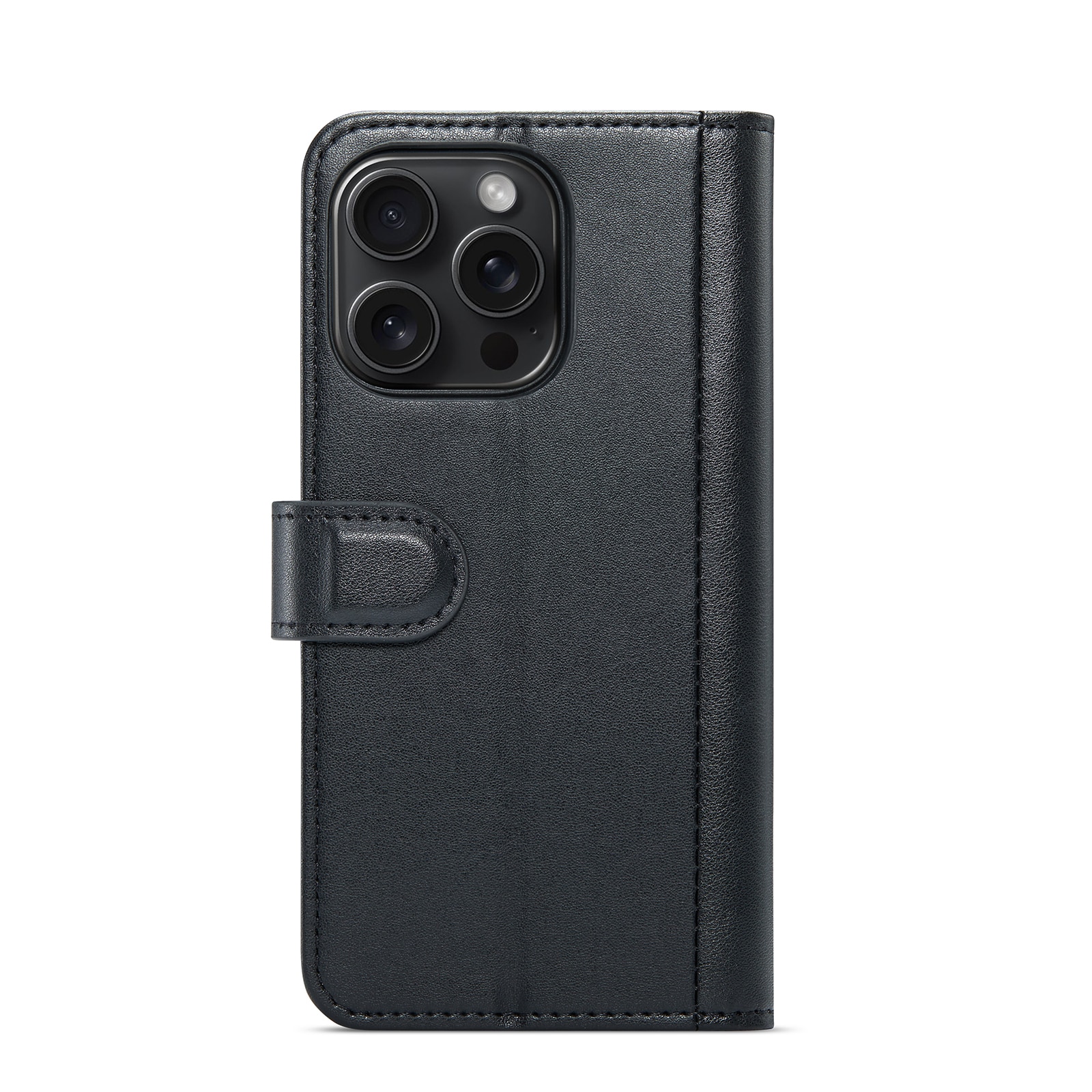 Étui en cuir veritable iPhone 16 Pro, Noir