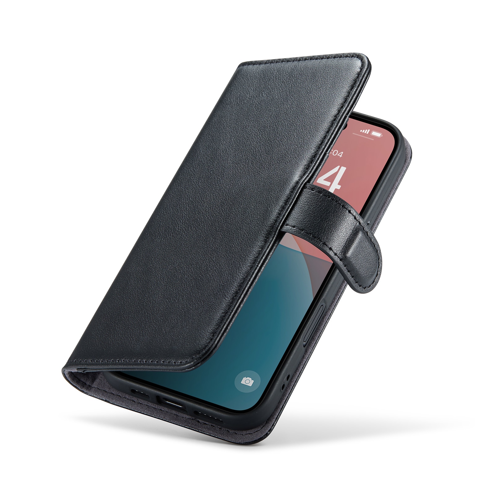 Étui en cuir veritable iPhone 16 Plus, Noir