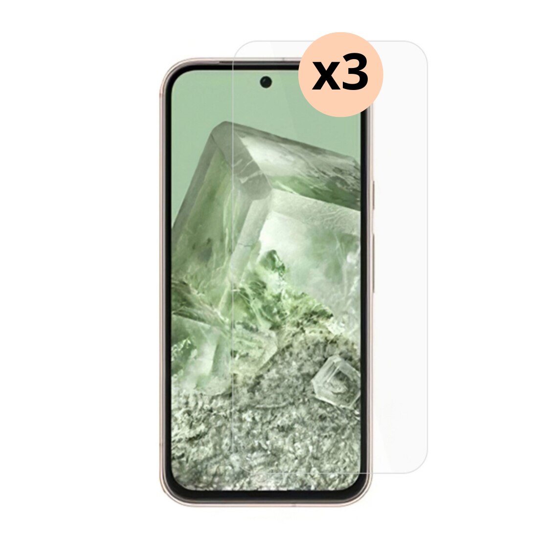 Kit pour Google Pixel 8a, 3 pièces Protecteur d'écran en verre trempé 0.3mm