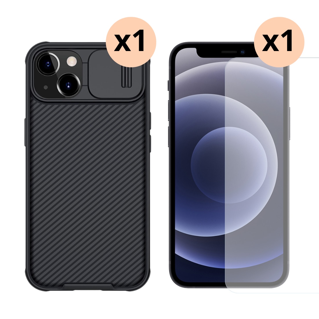 Kit pour iPhone 13 : Coque CamShield et protecteur d’écran