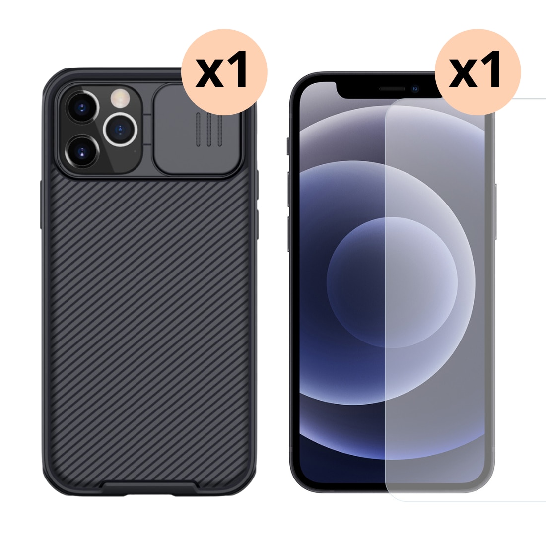 Kit pour iPhone 12/12 Pro : Coque CamShield et protecteur d’écran