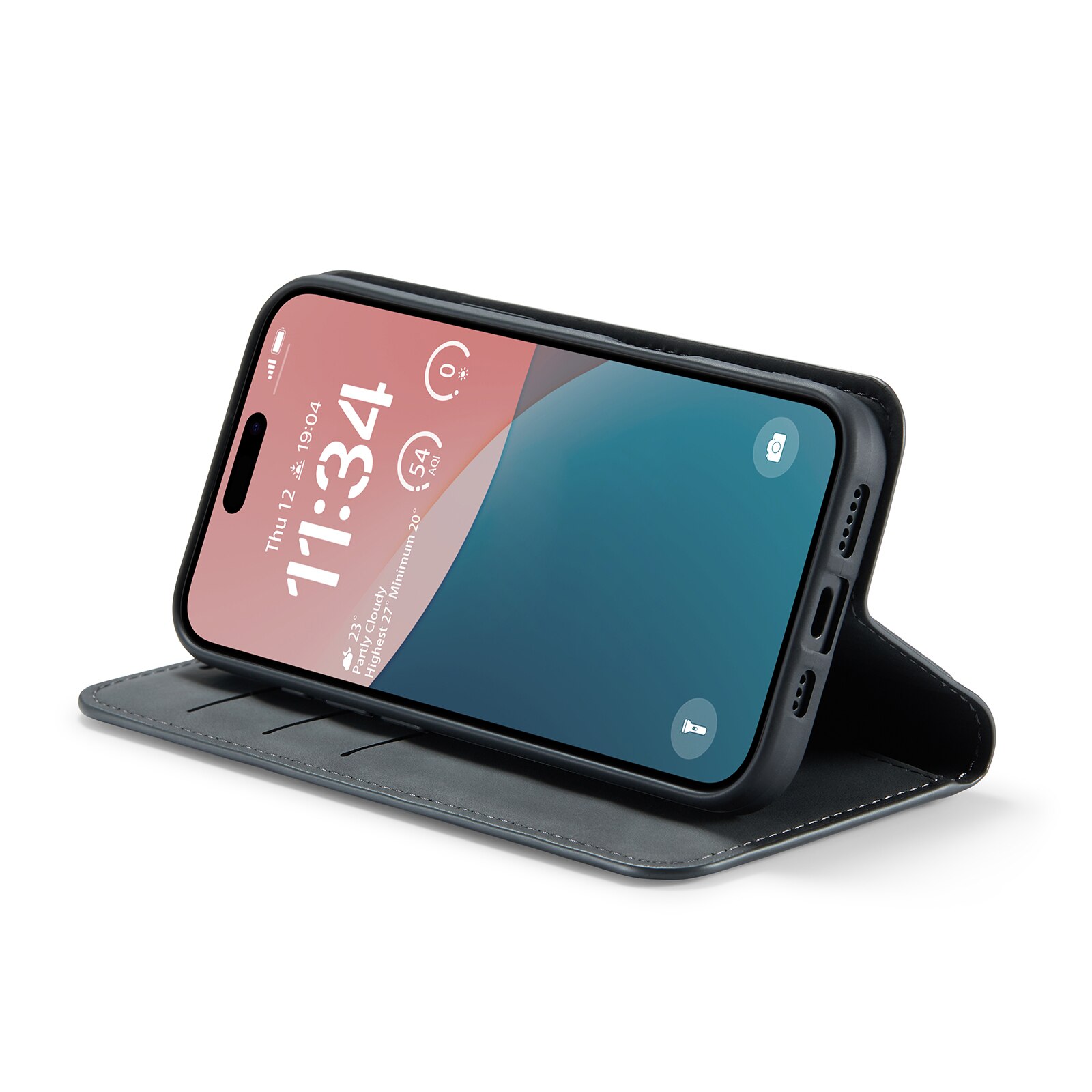 Coque portefeuille mince iPhone 16, Noir