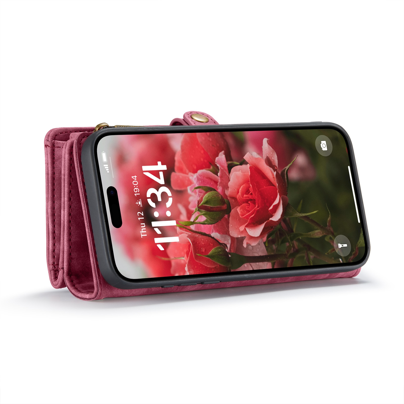 Étui portefeuille multi-cartes iPhone 16, Rouge
