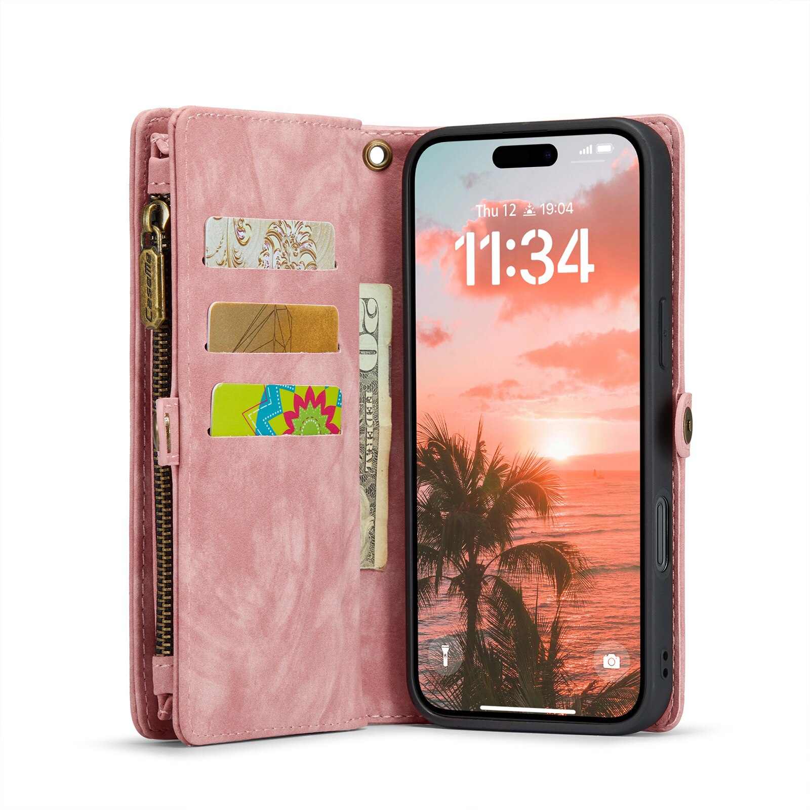 Étui portefeuille multi-cartes iPhone 16, Rose