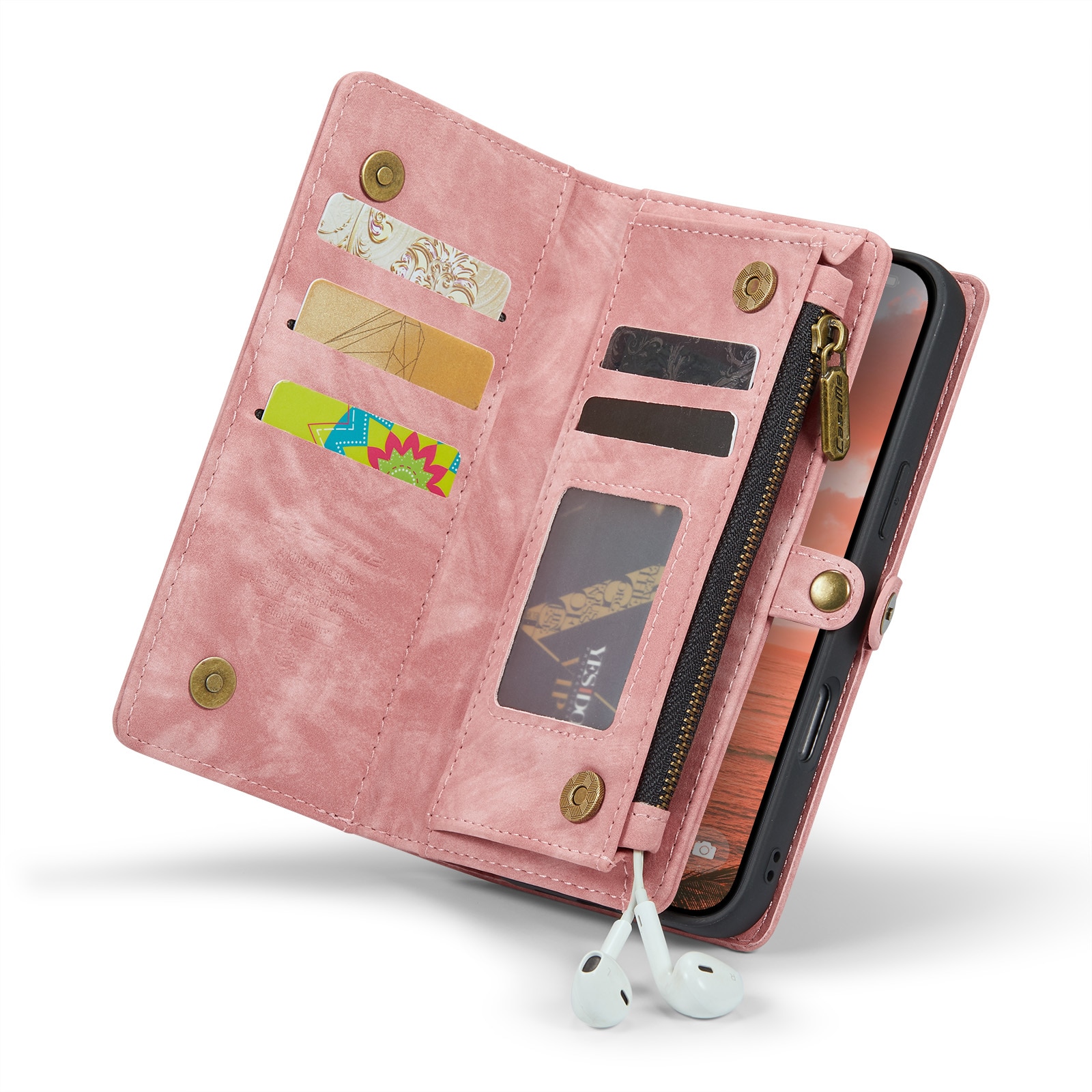Étui portefeuille multi-cartes iPhone 16, Rose