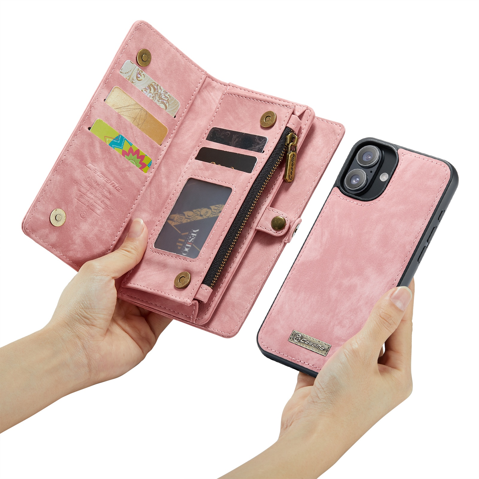 Étui portefeuille multi-cartes iPhone 16, Rose