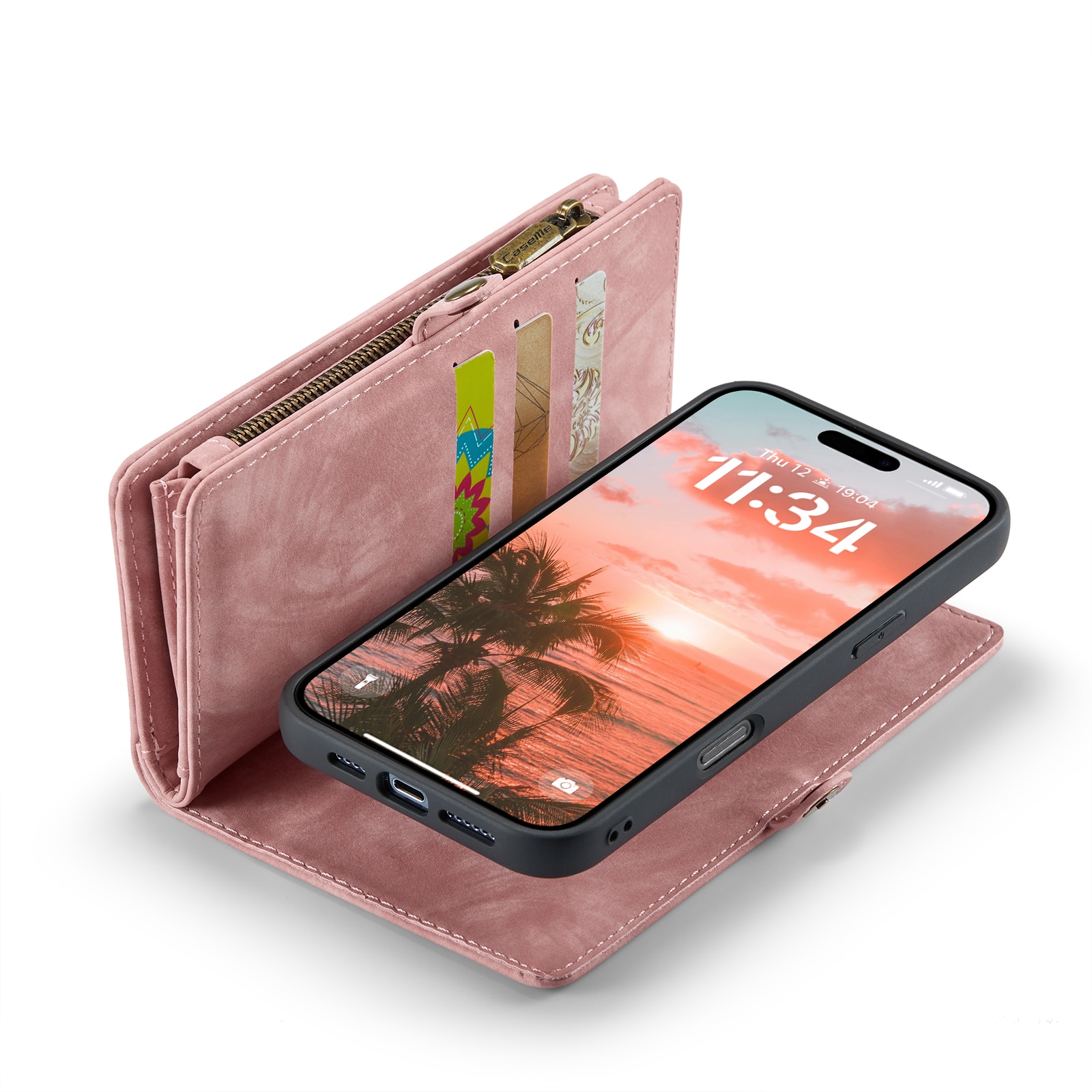Étui portefeuille multi-cartes iPhone 16, Rose