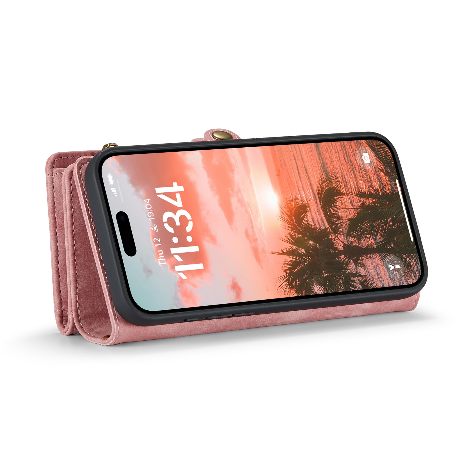 Étui portefeuille multi-cartes iPhone 16, Rose