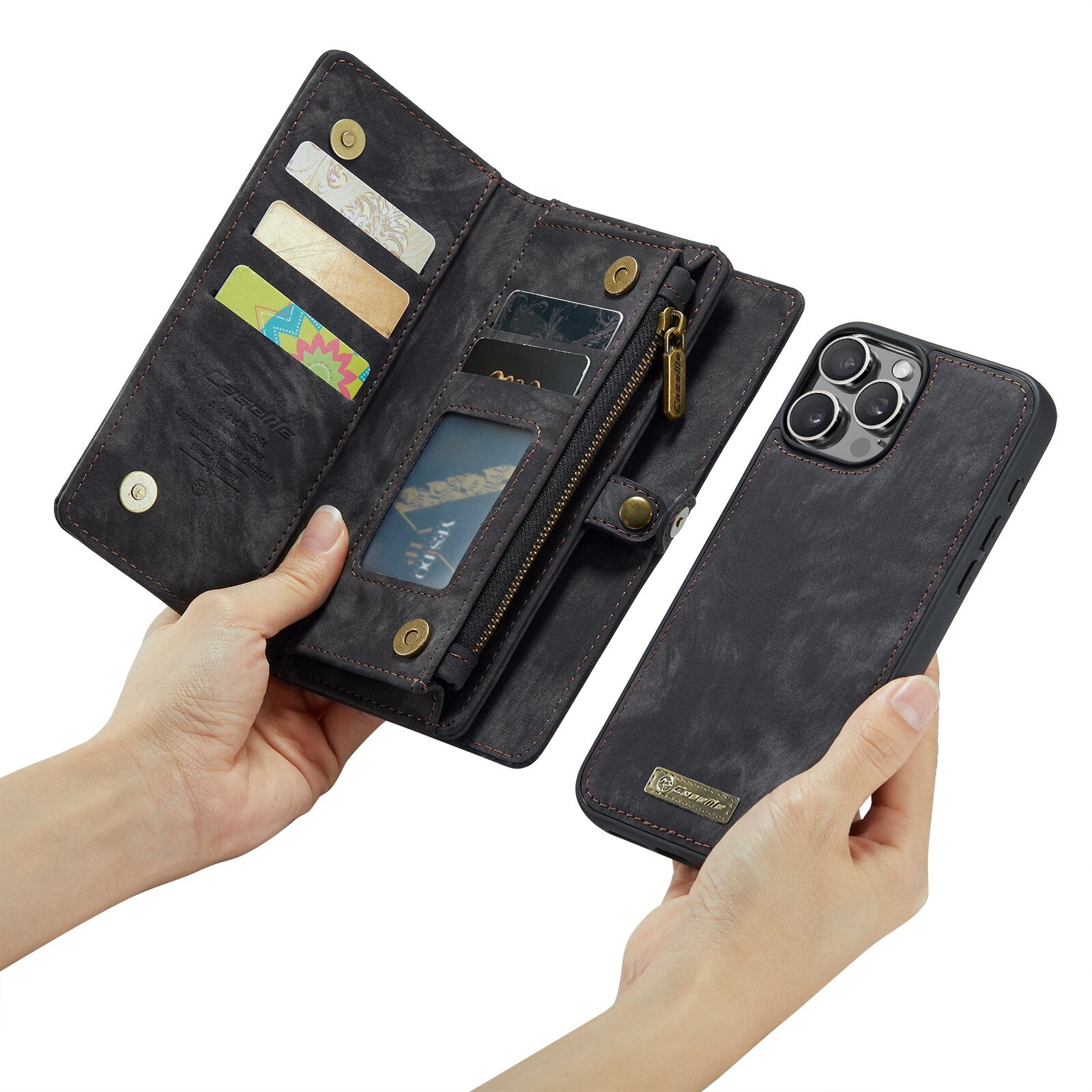 Étui portefeuille multi-cartes iPhone 16 Pro, Gris
