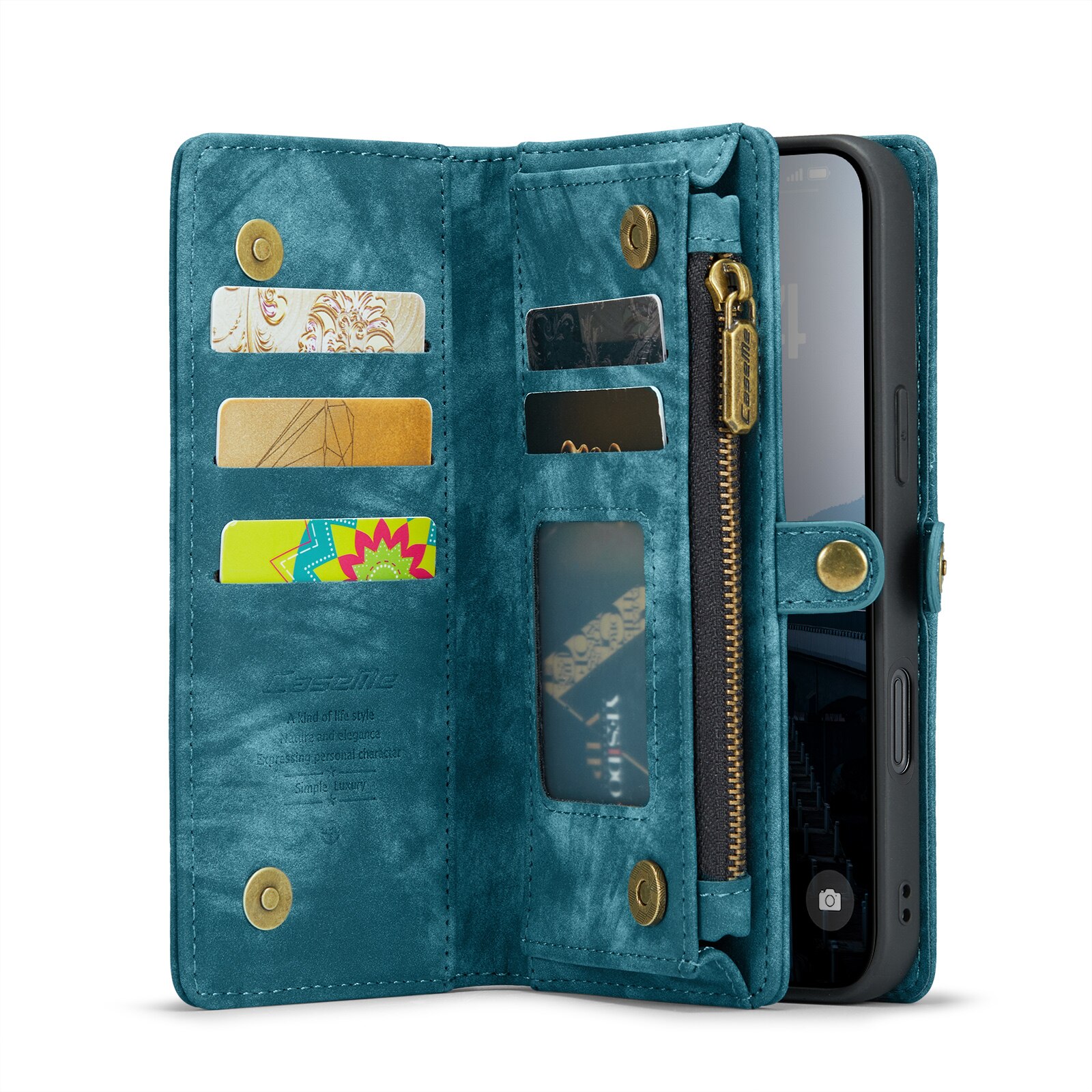 Étui portefeuille multi-cartes iPhone 16 Pro, Bleu