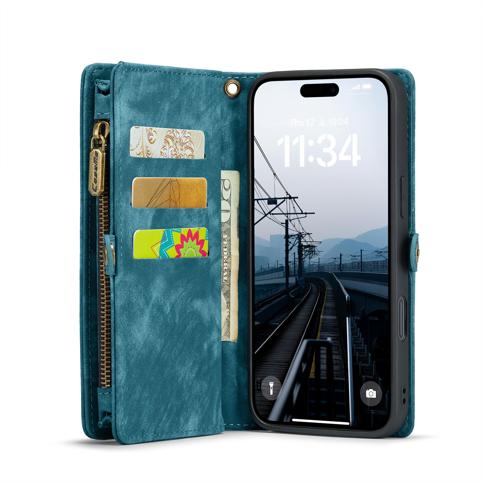 Étui portefeuille multi-cartes iPhone 16 Pro, Bleu