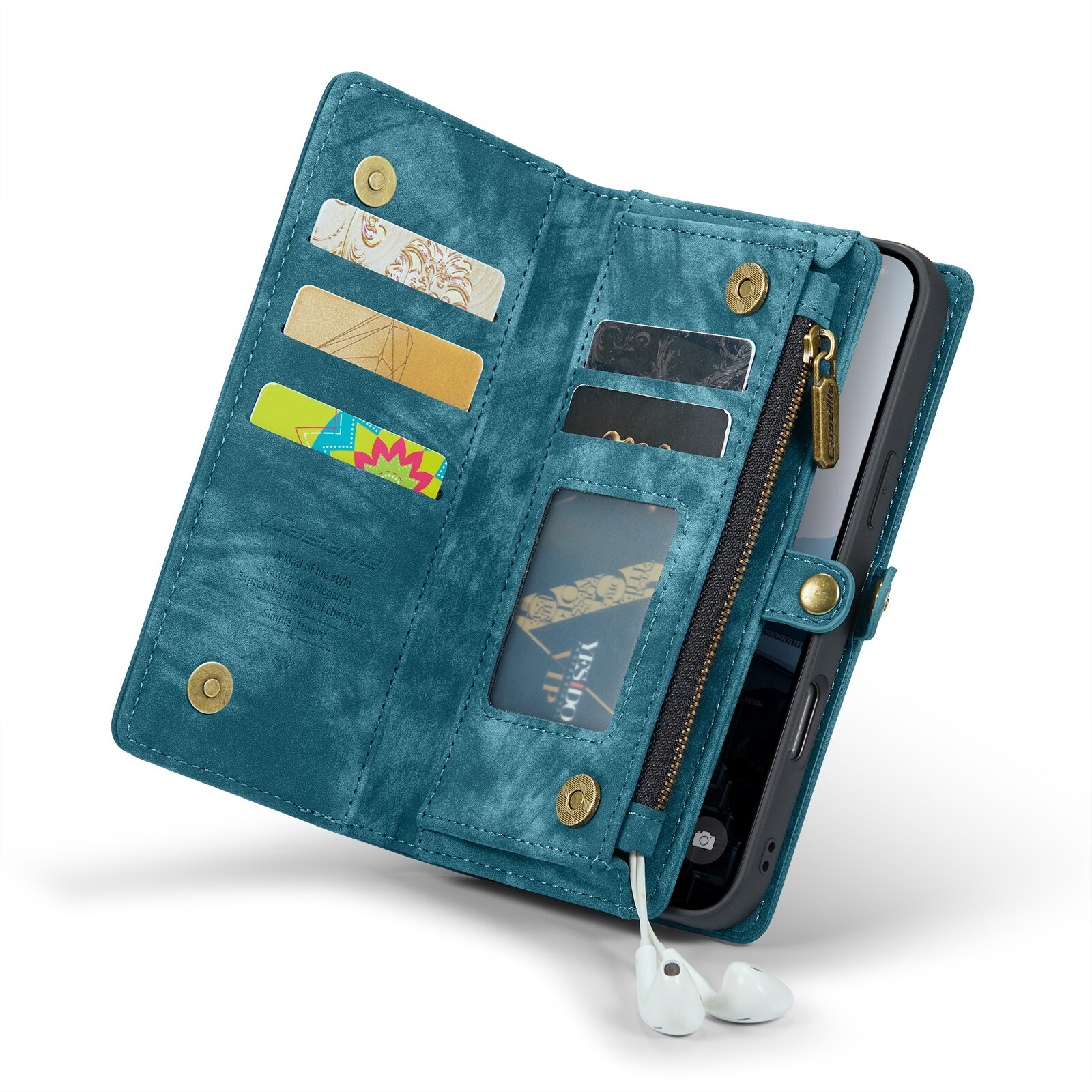 Étui portefeuille multi-cartes iPhone 16 Pro, Bleu