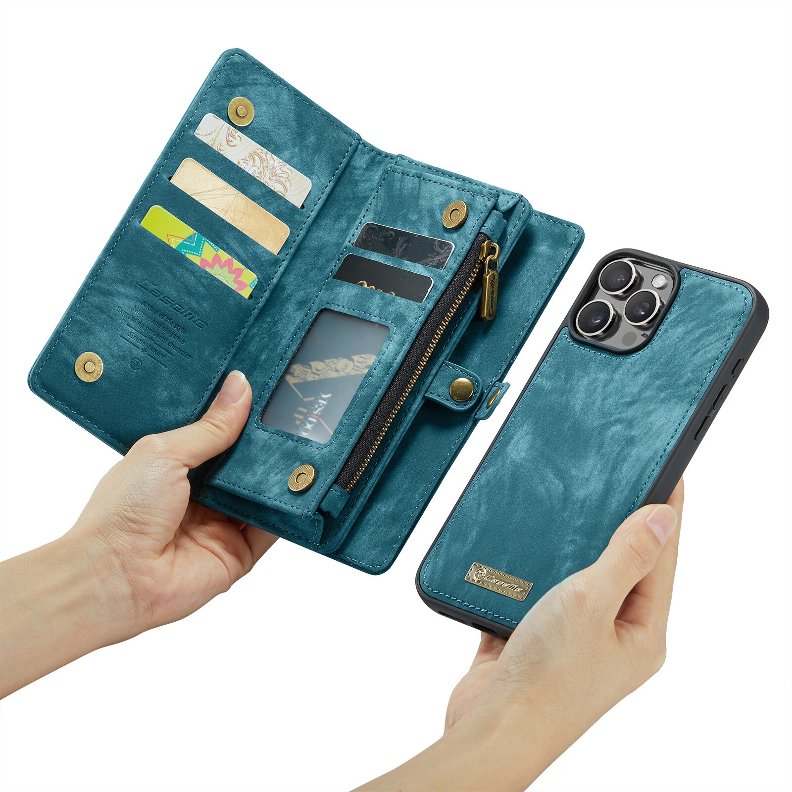 Étui portefeuille multi-cartes iPhone 16 Pro, Bleu