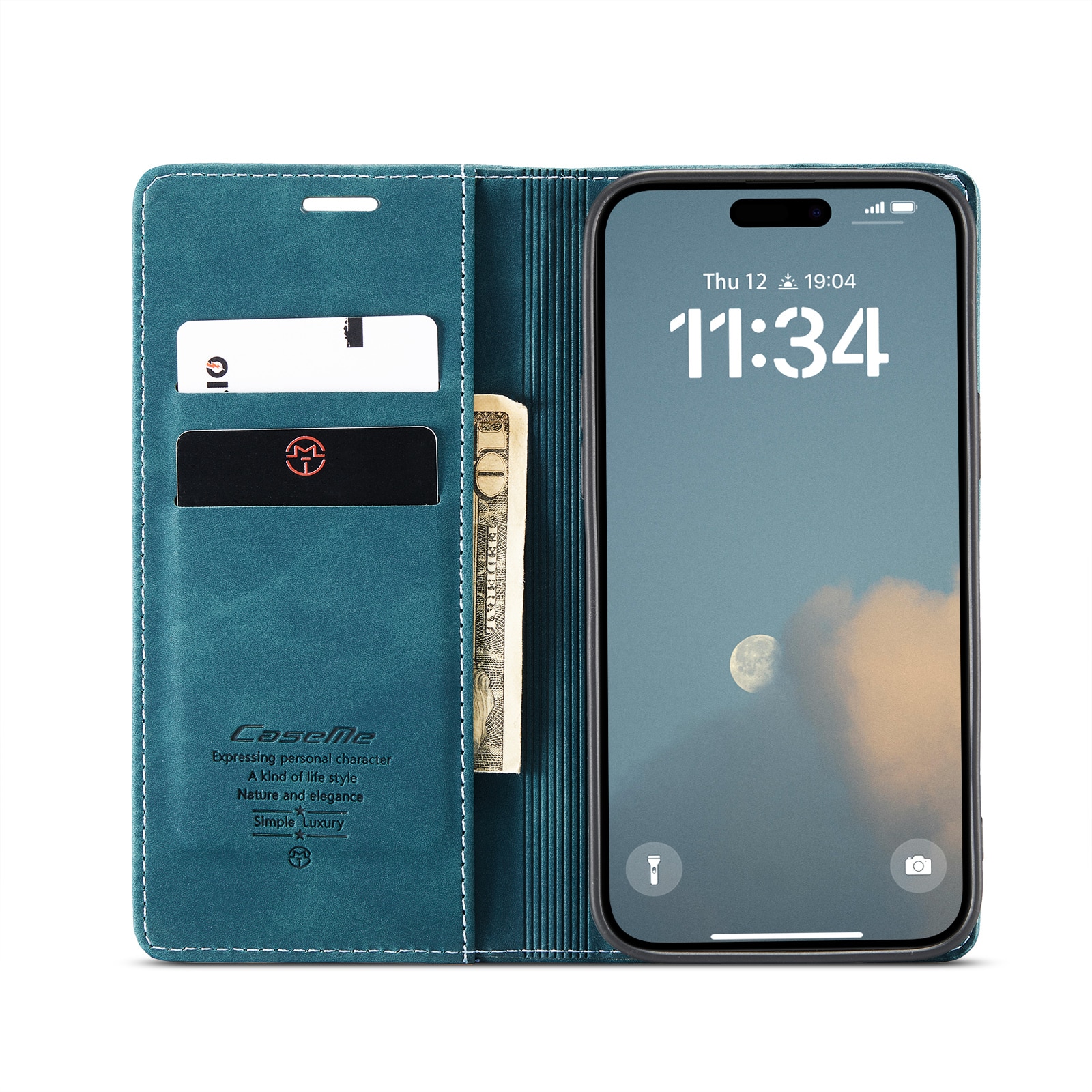 Étui portefeuille mince iPhone 16, Bleu