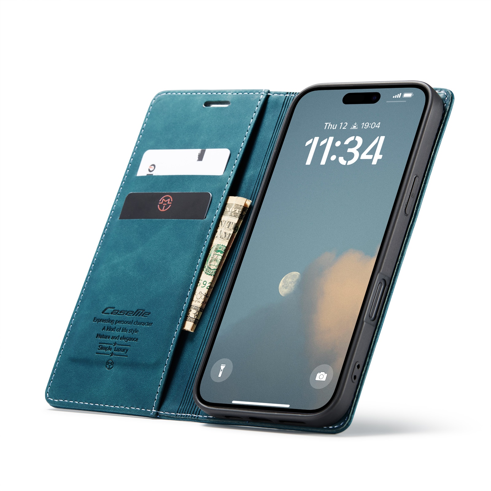 Étui portefeuille mince iPhone 16, Bleu