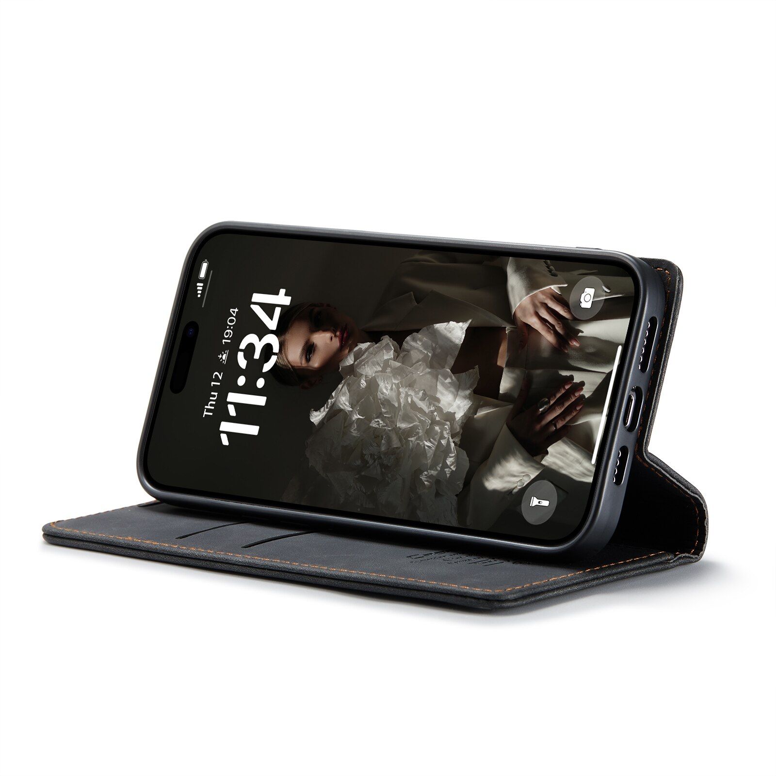 Étui portefeuille mince iPhone 16 Pro, Noir