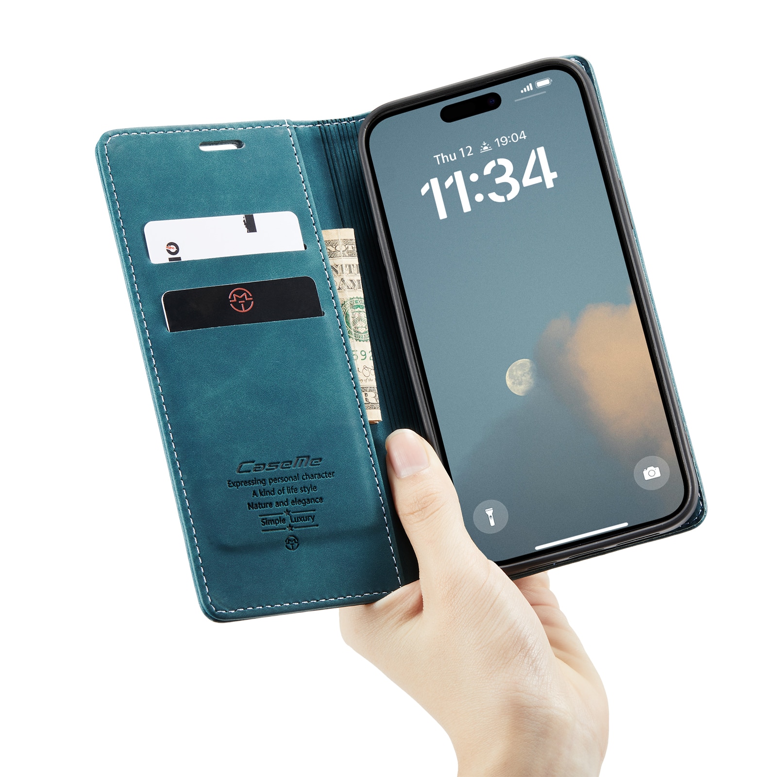 Étui portefeuille mince iPhone 16 Pro, Bleu