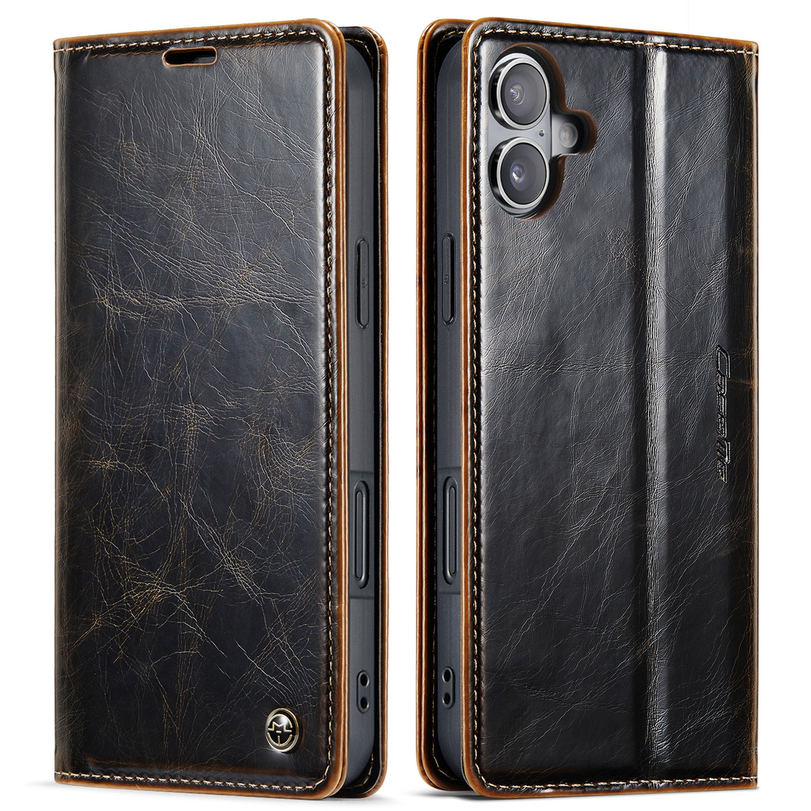 Étui en cuir iPhone 16, marron