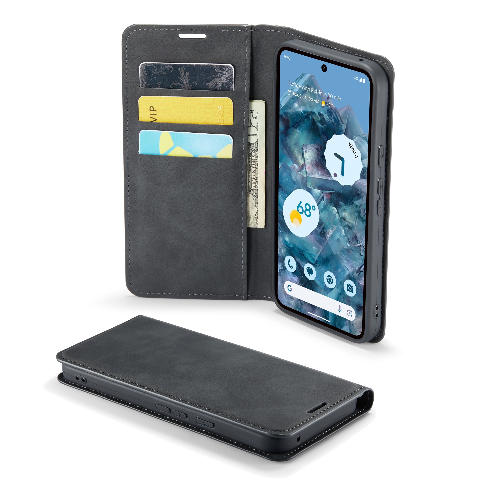 Coque portefeuille mince Google Pixel 9 Pro XL, Noir