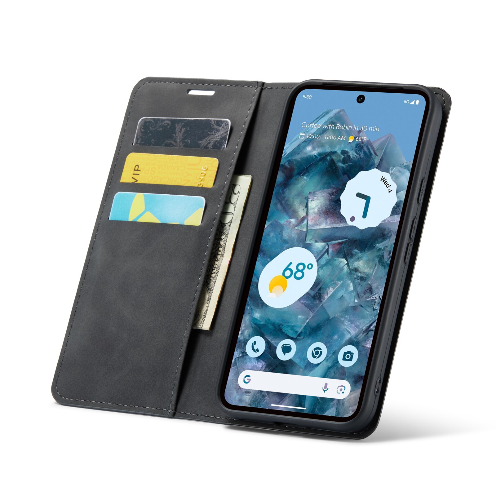 Coque portefeuille mince Google Pixel 9 Pro XL, Noir