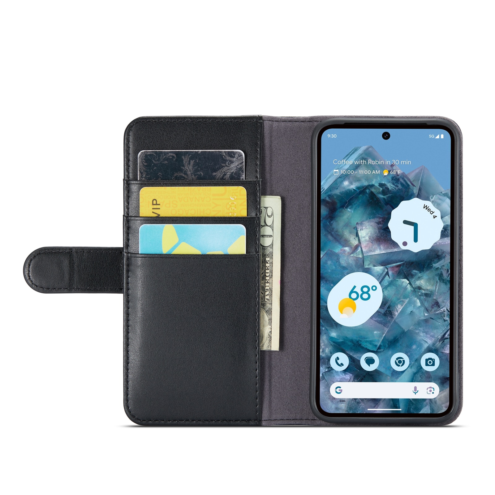 Étui en cuir veritable Google Pixel 9 Pro, Noir