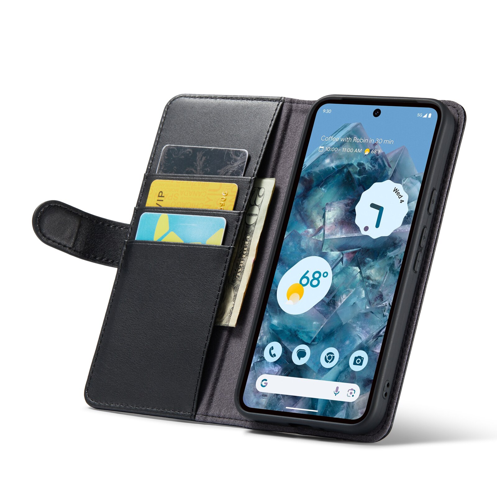 Étui en cuir veritable Google Pixel 9 Pro XL, Noir