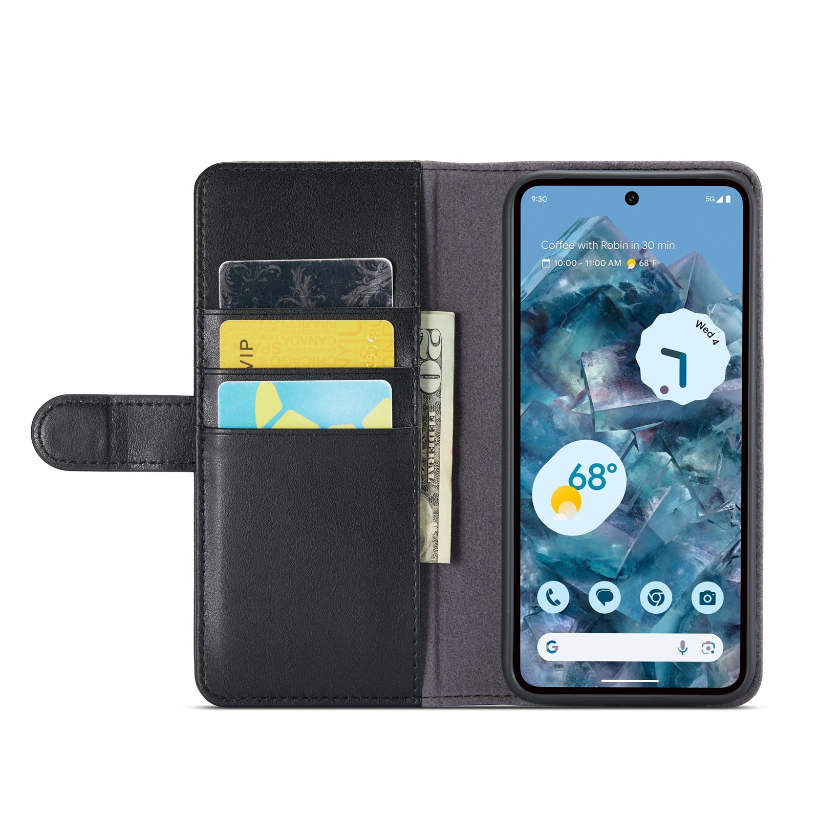 Étui en cuir veritable Google Pixel 9 Pro XL, Noir