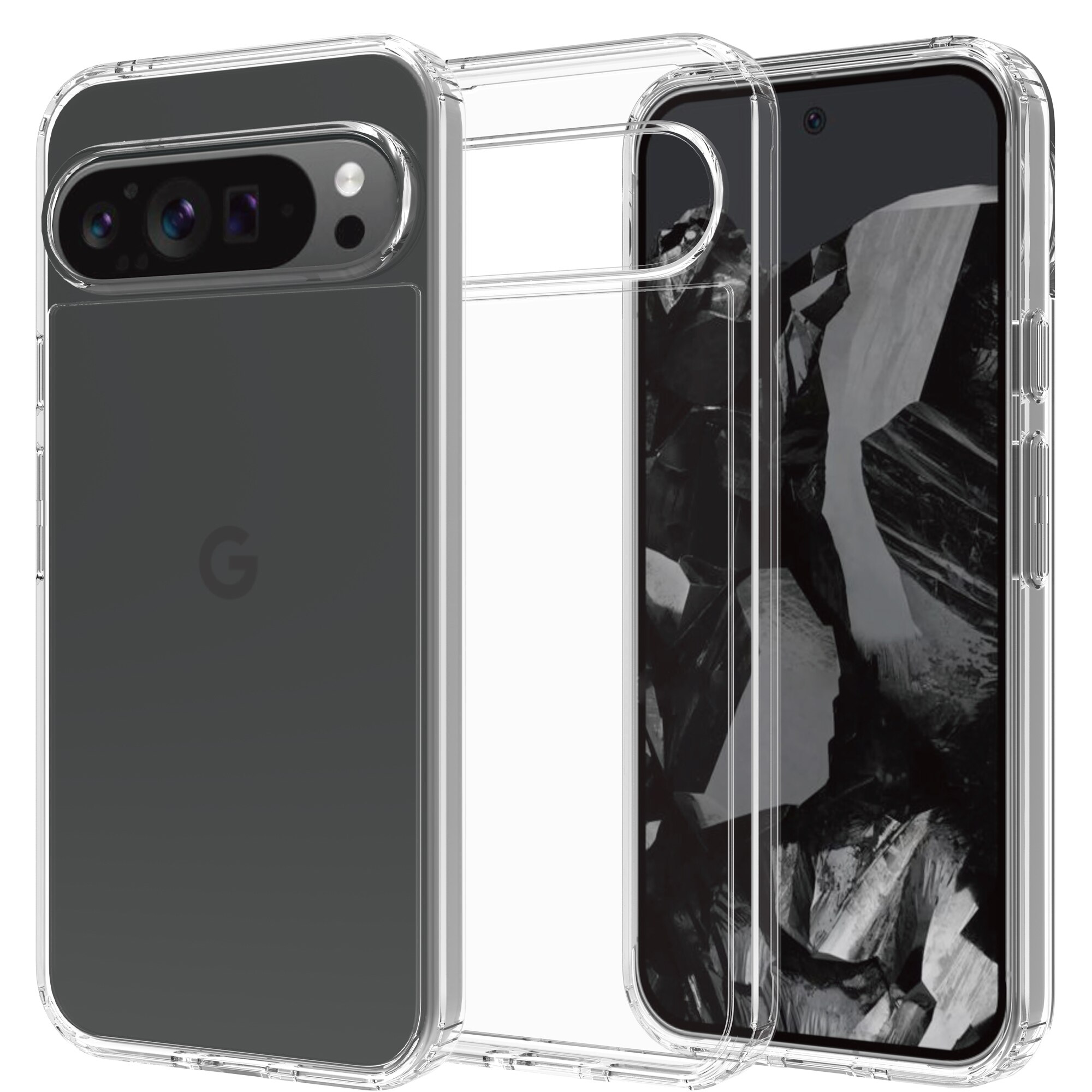 Coque hybride pour Google Pixel 10 Pro XL, Transparent