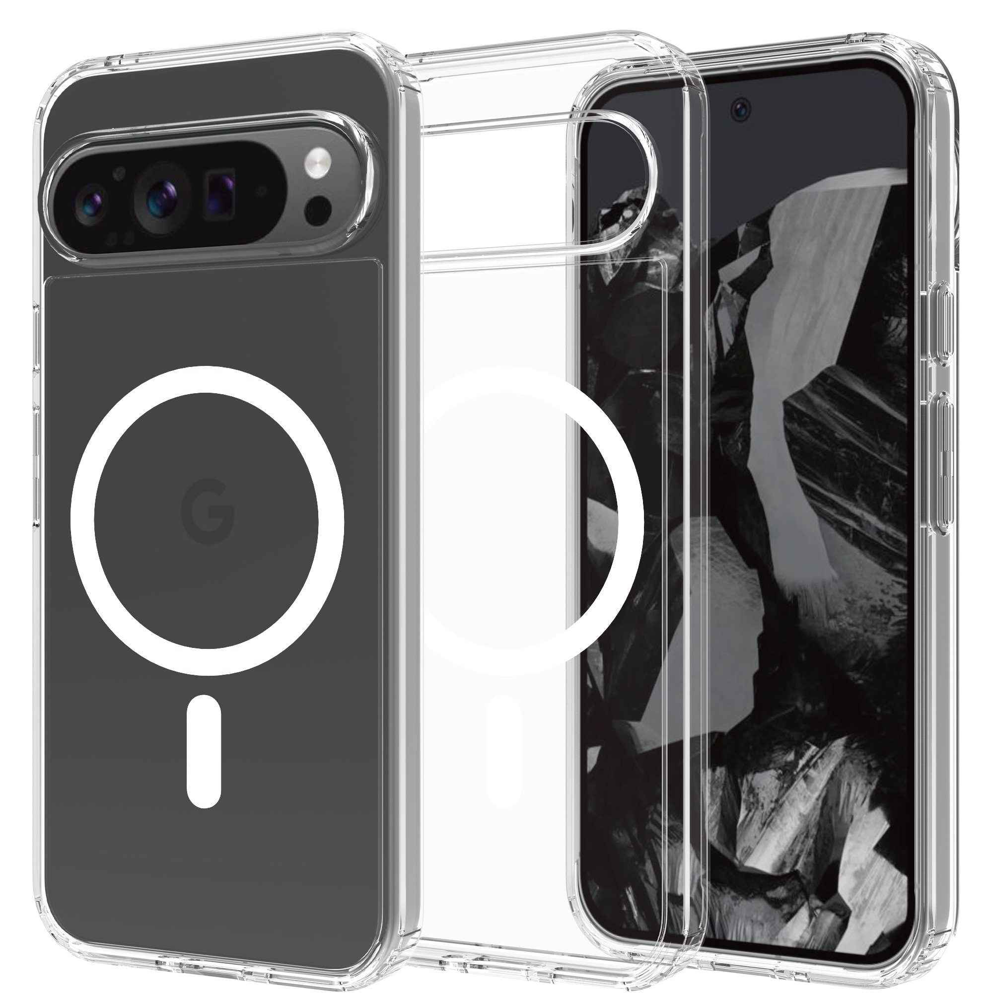 Coque hybride MagSafe Google Pixel 10 Pro XL, transparent