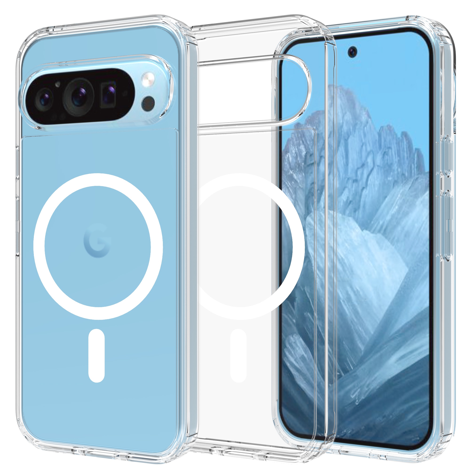 Coque hybride MagSafe Google Pixel 10 Pro, transparent