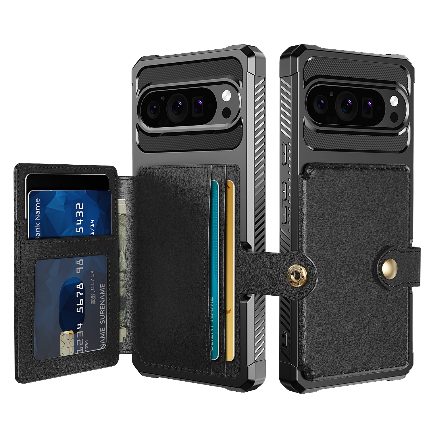 Coque porte-cartes Tough Multi-slot Google Pixel 9 Pro, Noir