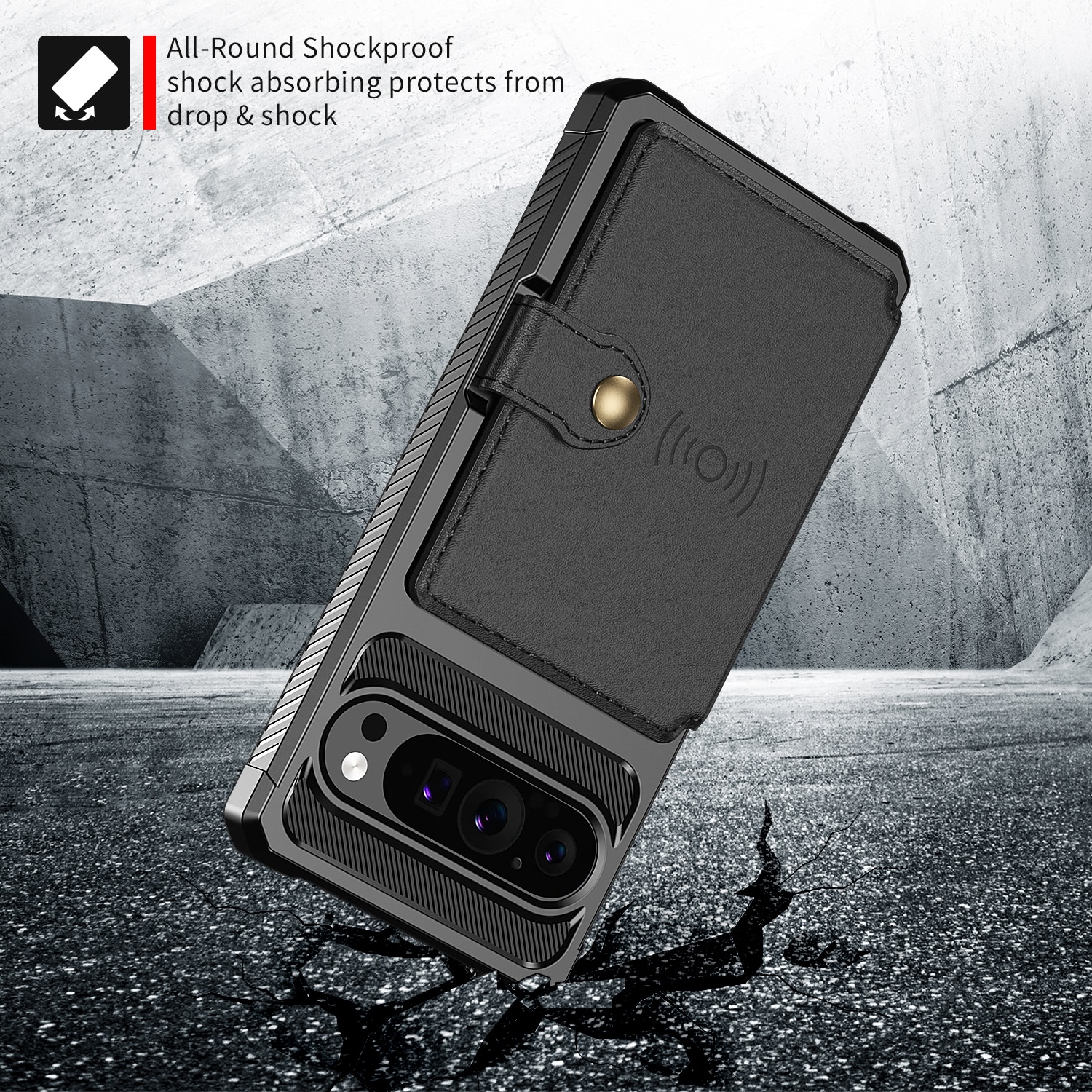 Coque porte-cartes Tough Multi-slot Google Pixel 9 Pro, Noir