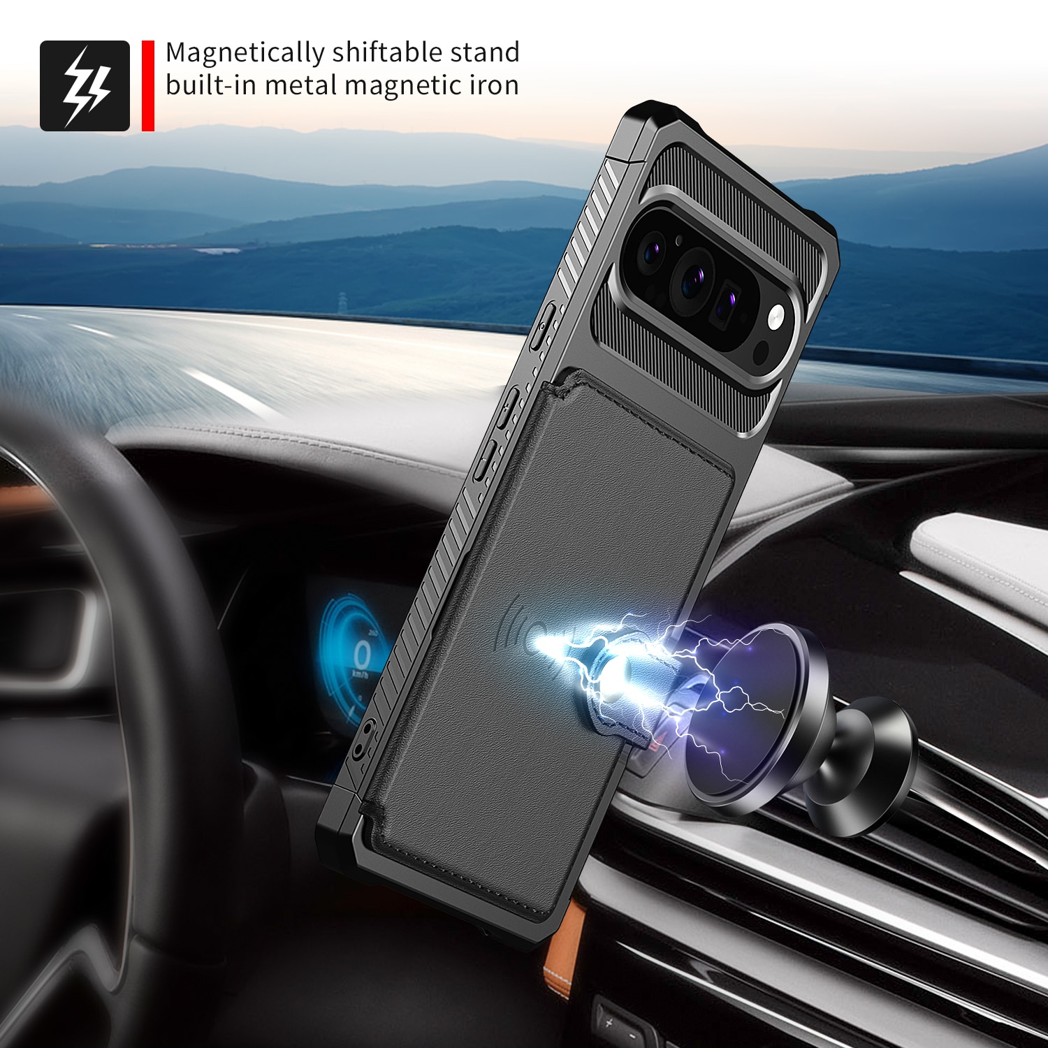 Coque porte-cartes Tough Multi-slot Google Pixel 9 Pro, Noir