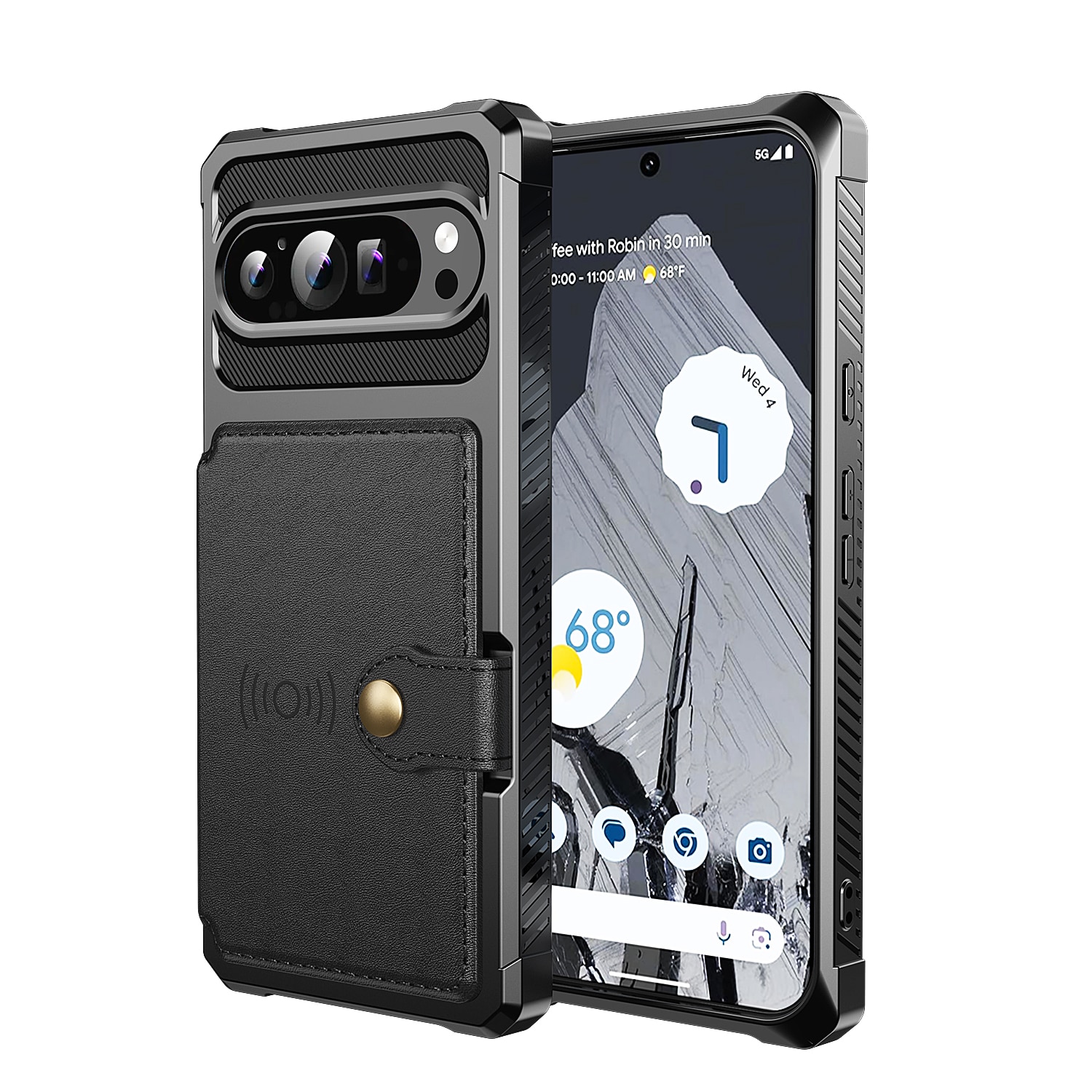 Coque porte-cartes Tough Multi-slot Google Pixel 9 Pro XL, Noir