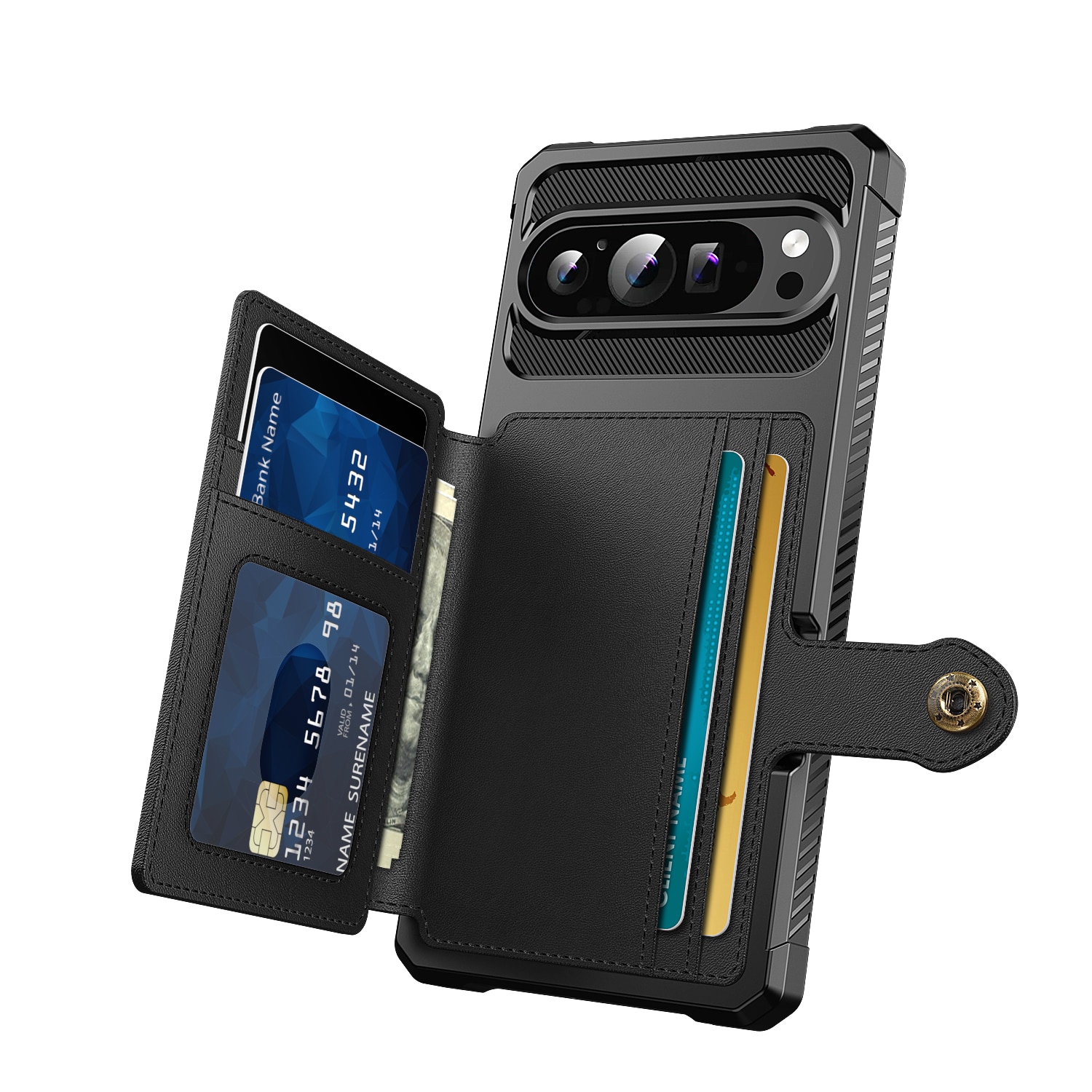 Coque porte-cartes Tough Multi-slot Google Pixel 9 Pro XL, Noir
