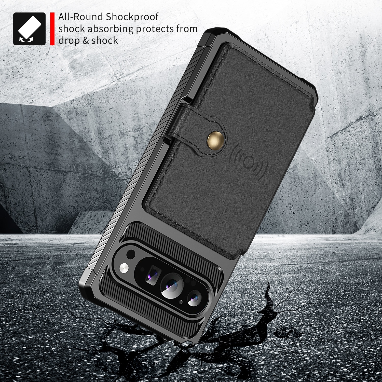 Coque porte-cartes Tough Multi-slot Google Pixel 9 Pro XL, Noir
