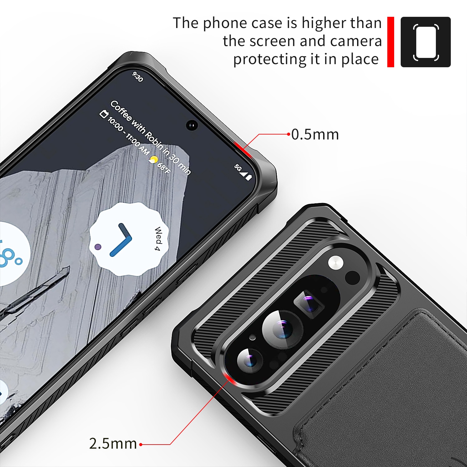 Coque porte-cartes Tough Multi-slot Google Pixel 9 Pro XL, Noir
