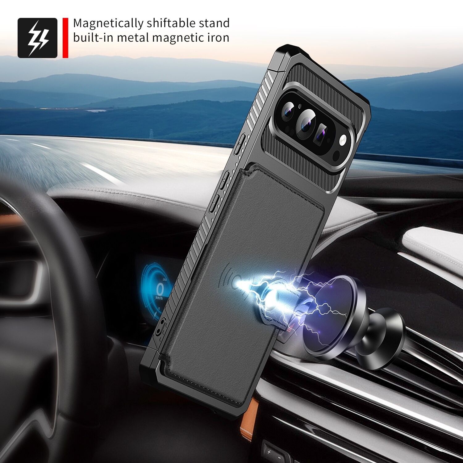 Coque porte-cartes Tough Multi-slot Google Pixel 9 Pro XL, Noir