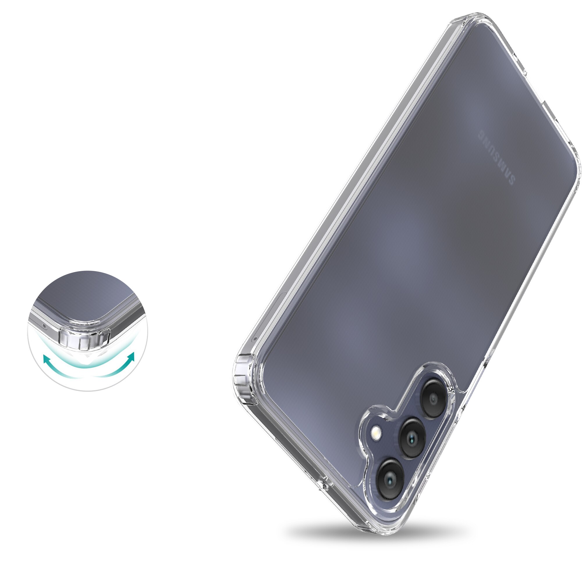 Coque hybride pour Samsung Galaxy A16, Transparent
