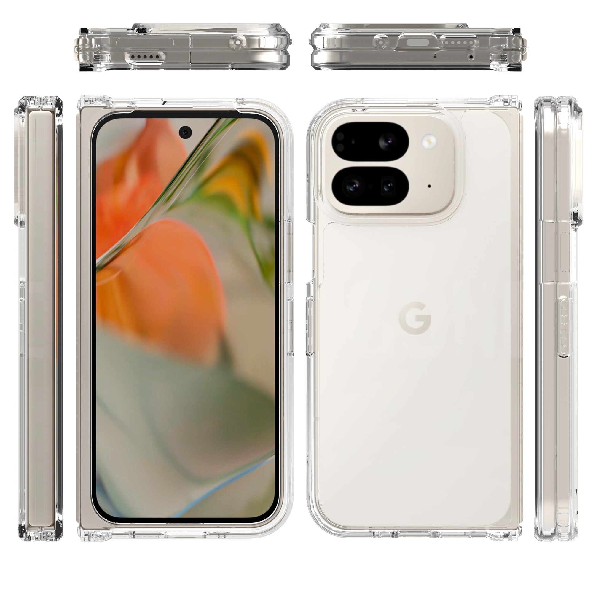 Coque hybride pour Google Pixel 9 Pro Fold, transparent