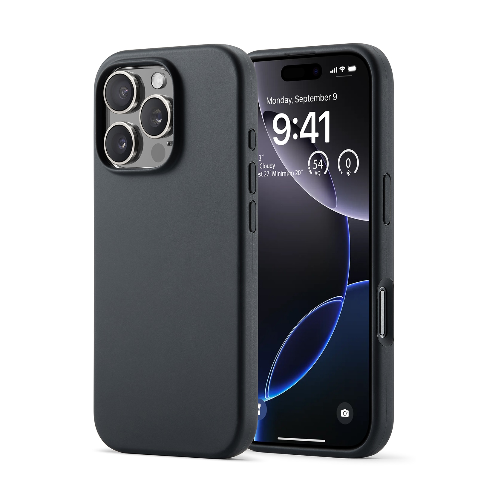 Coque en silicone iPhone 16 Pro Max, noir