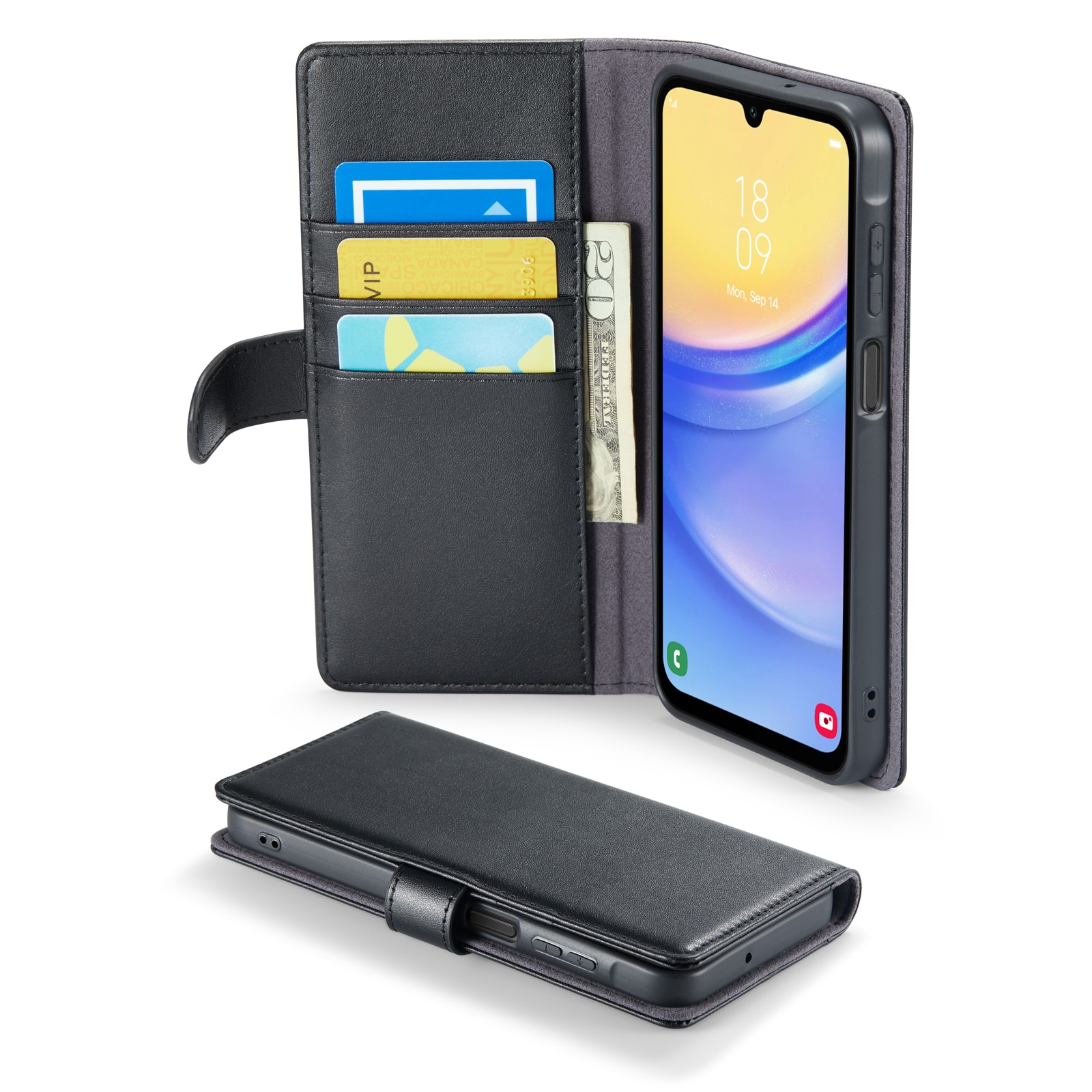 Étui en cuir veritable Samsung Galaxy A16, Noir