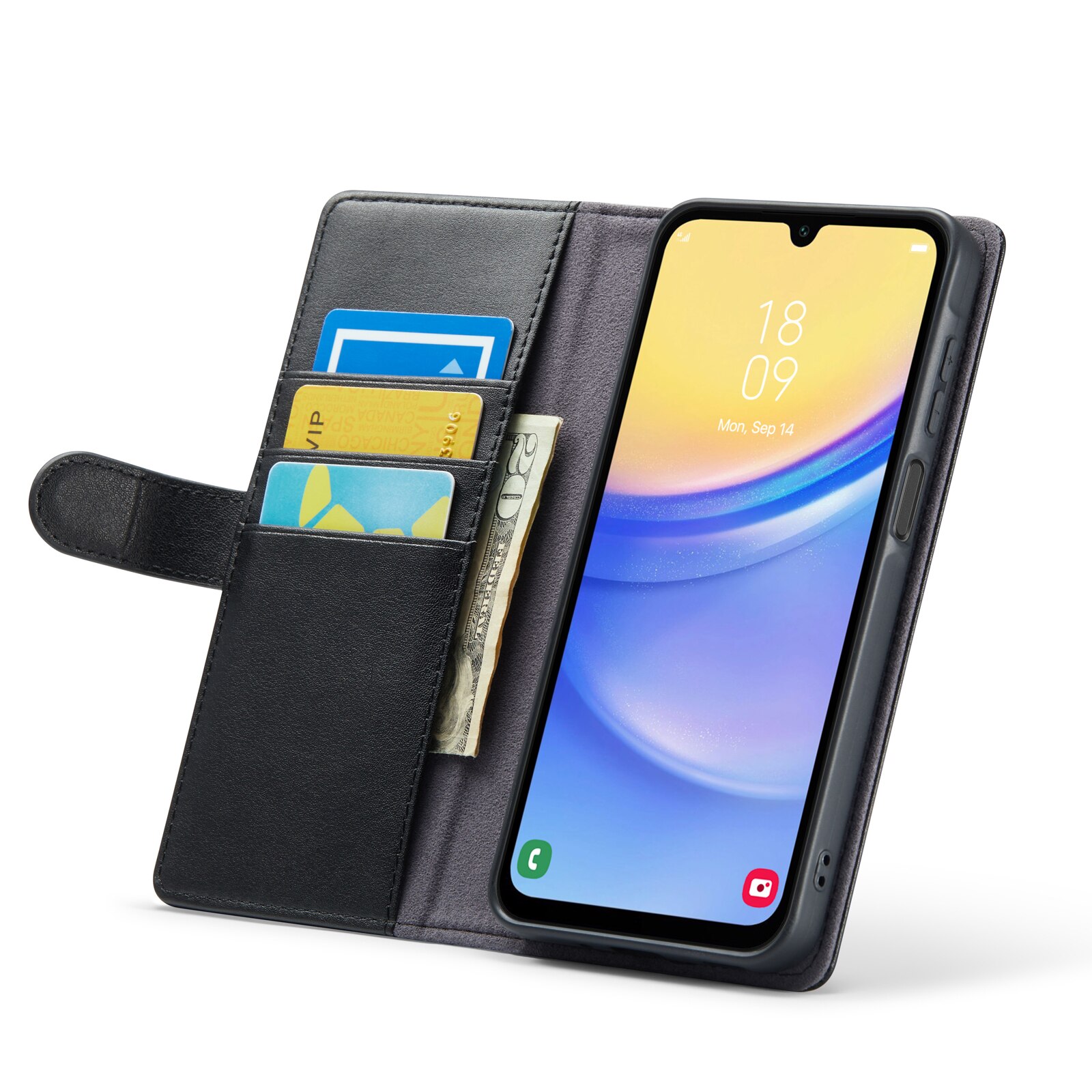 Étui en cuir veritable Samsung Galaxy A16, Noir