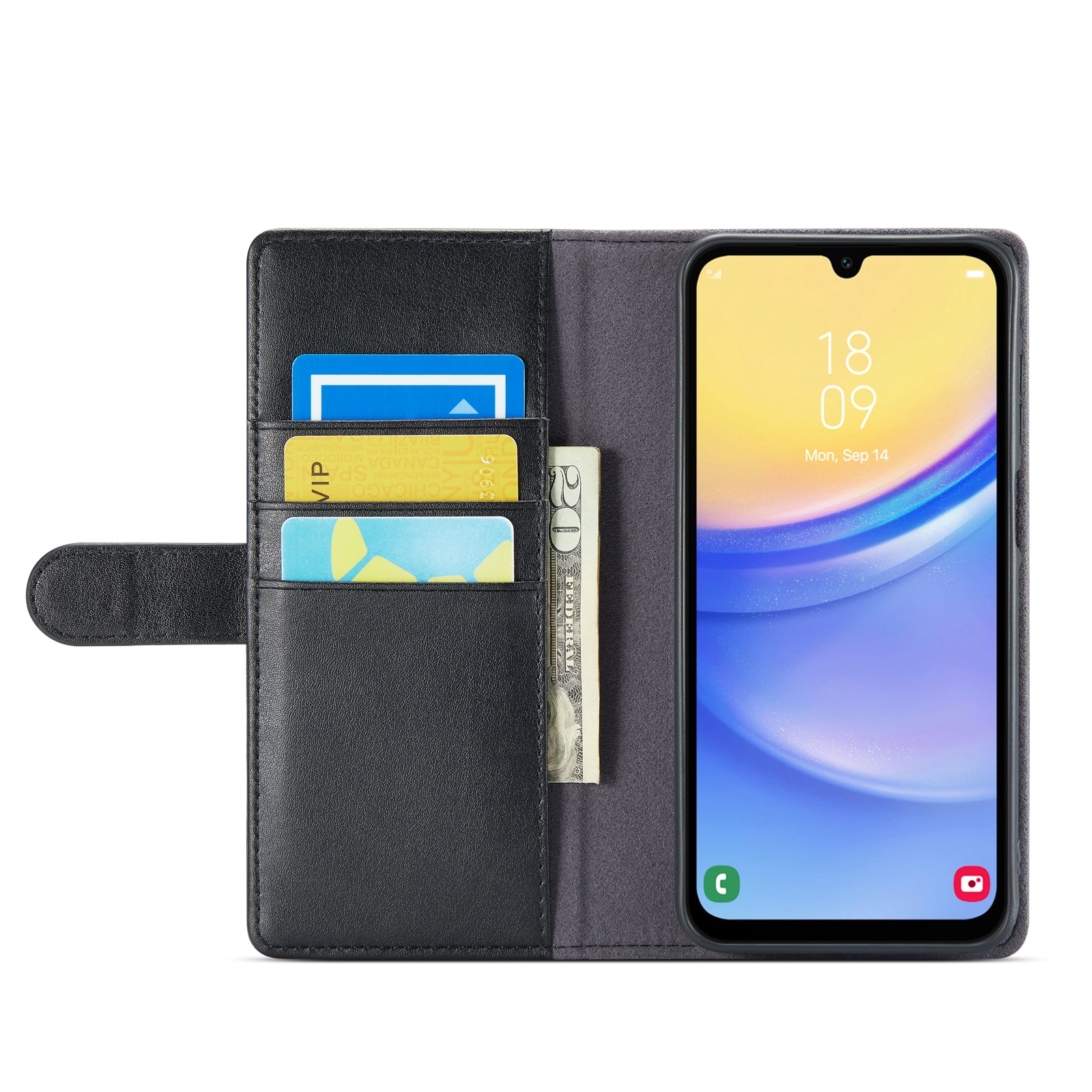 Étui en cuir veritable Samsung Galaxy A16, Noir