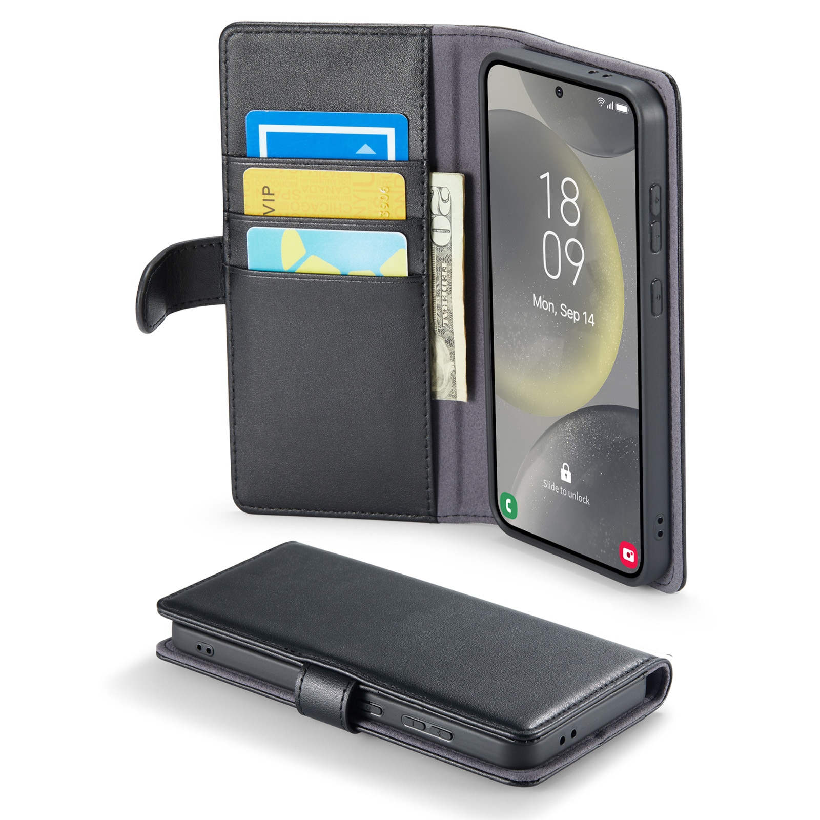 Étui en cuir veritable Samsung Galaxy S24 FE, Noir