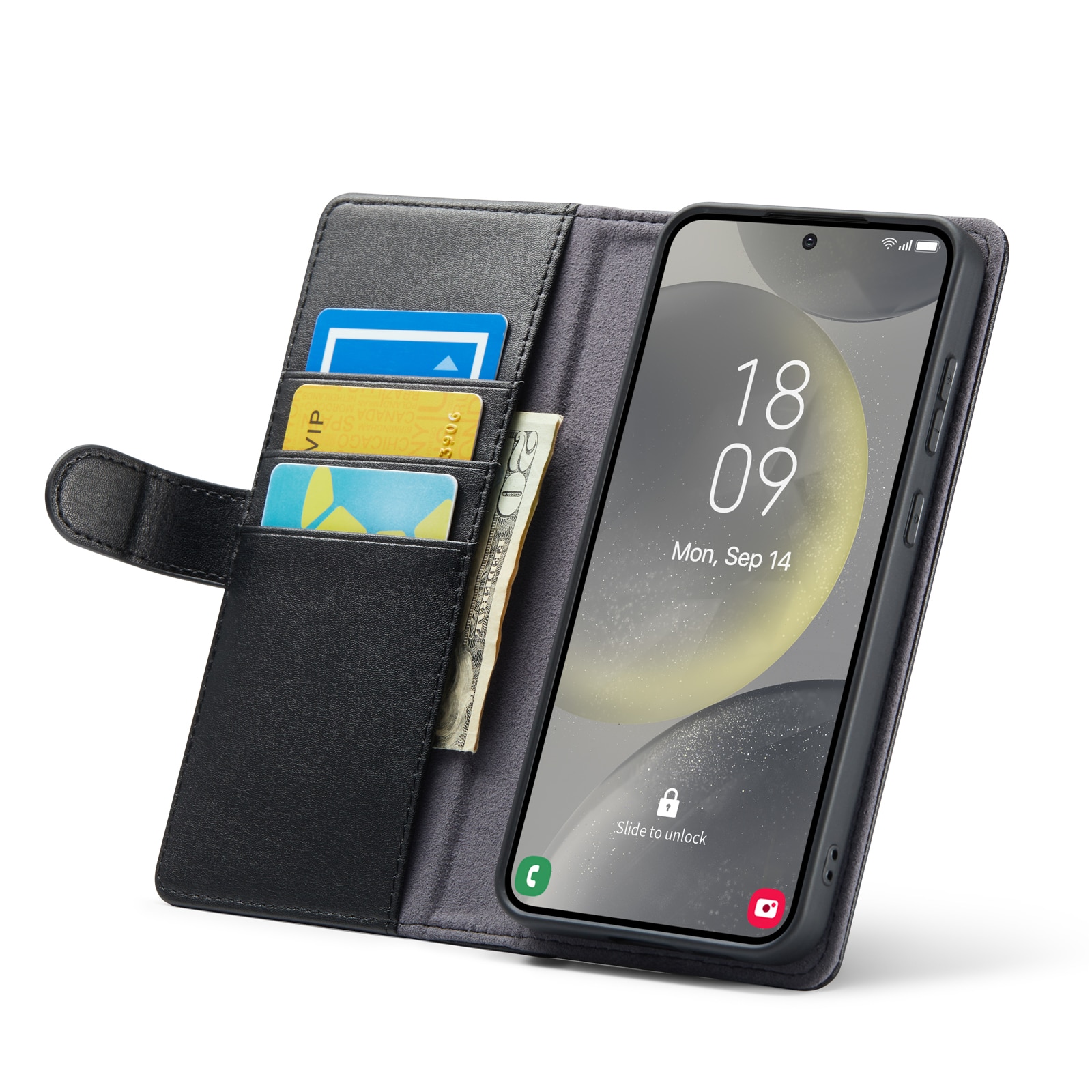 Étui en cuir veritable Samsung Galaxy S24 FE, Noir